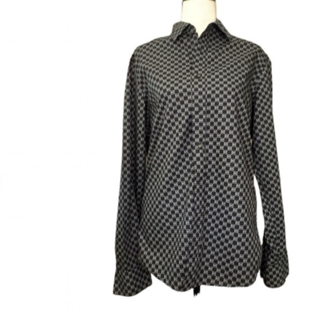 Michael Kors Button Down Logo Long Sleeve Shirt 100% Cotton Slim Fit